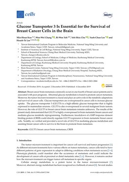Glucose Transporter 3 Is Essential for the Survival of Breast Cancer Cells in the Brain