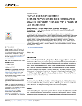 Human Alkaline Phosphatase Dephosphorylates Microbial Products and Is Elevated in Preterm Neonates with a History of Late-Onset Sepsis