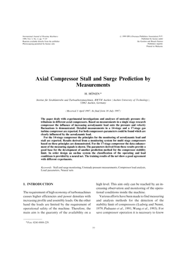 Axial Compressor Stall and Surge Prediction by Measurements