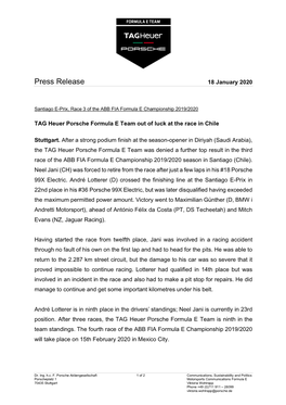 Press Release 18 January 2020