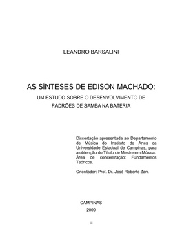 As Sínteses De Edison Machado