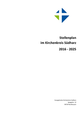 Stellenplan Im Kirchenkreis Südharz 2016 - 2025