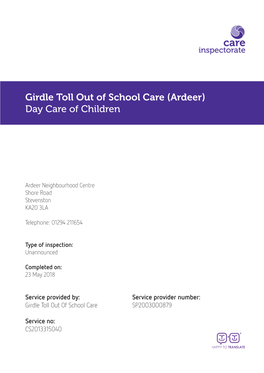 Girdle Toll out of School Care (Ardeer) Day Care of Children