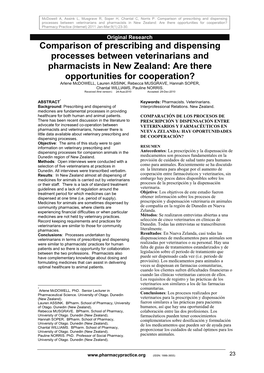 Comparison of Prescribing and Dispensing Processes Between