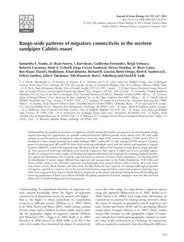 Rangewide Patterns of Migratory Connectivity in the Western