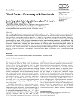 Visual Context Processing in Schizophrenia