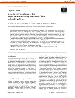 Genetic Polymorphism of the Angiotensin-Converting Enzyme (ACE) in Asthmatic Patients