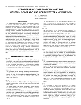 Stratigraphic Correlation Chart for Western Colorado and Northwestern New Mexico