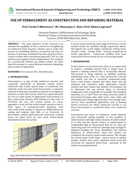 Use of Ferrocement As Construction and Repairing Material