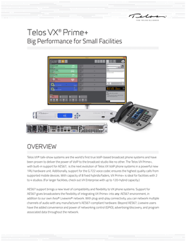 Telos VX® Prime+ Big Performance for Small Facilities