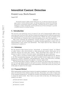 Interstitial Content Detection Arxiv:1708.04879V1 [Cs.CY] 13 Aug