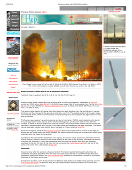 Proton Accident with GLONASS Satellites