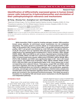 Identification of Differentially Expressed Genes in Human Breast