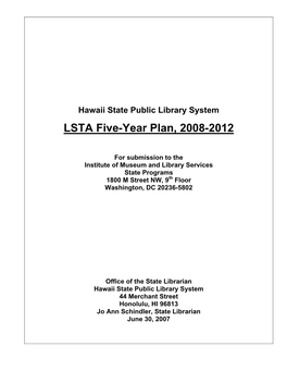 LSTA Five-Year Plan, 2008-2012