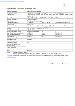 Tender Document# YES Corrigendum Document# Bid Document