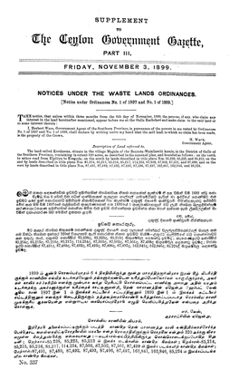 899. Notices Under the Waste Lands Ordinances. Part Iii