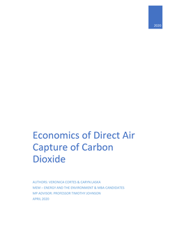 Economics of Direct Air Capture of Carbon Dioxide