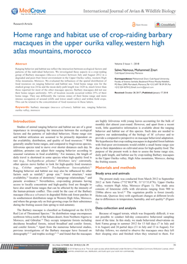 Home Range and Habitat Use of Crop-Raiding Barbary Macaques in the Upper Ourika Valley, Western High Atlas Mountains, Morocco