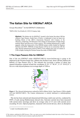 The Italian Site for Km3net ARCA