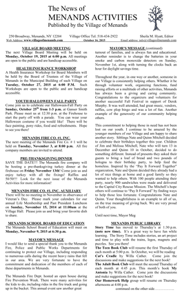 MENANDS ACTIVITIES Published by the Village of Menands