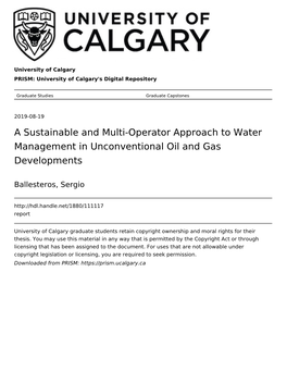 A Sustainable and Multi-Operator Approach to Water Management in Unconventional Oil and Gas Developments