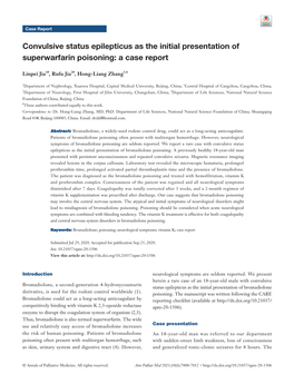 Convulsive Status Epilepticus As the Initial Presentation of Superwarfarin Poisoning: a Case Report