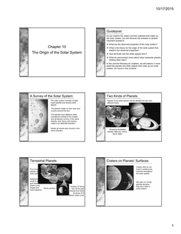 10/17/2015 1 the Origin of the Solar System Chapter 10