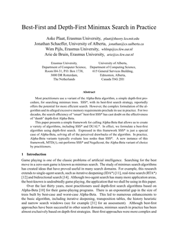 Best-First and Depth-First Minimax Search in Practice