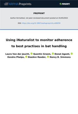 Using Inaturalist to Monitor Adherence to Best Practises in Bat Handling