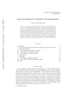 Arxiv:Math/0005288V1 [Math.QA] 31 May 2000 Ilb Setal H Rjciecodnt Igo H Variety