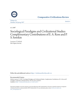 Sociological Paradigms and Civilizational Studies: Complementary Contributions of E