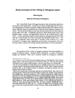 Study and Uses of the I Ching in Tokugawa Japan