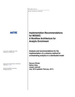 Implementation Recommendations for MOSAIC: a Workflow Architecture for Analytic Enrichment