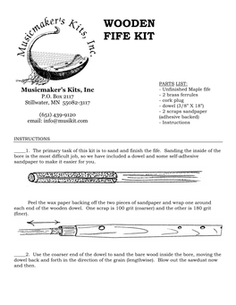 Wooden Fife Kit