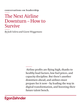 The Next Airline Downturn – How to Survive by Josh Solera and Gizem Weggemans