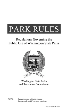 Regulations Governing the Public Use of Washington State Parks