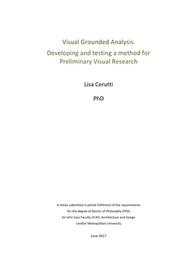 Visual Grounded Analysis: Developing and Testing a Method for Preliminary Visual Research