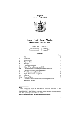 Sugar Loaf Islands Marine Protected Area Act 1991