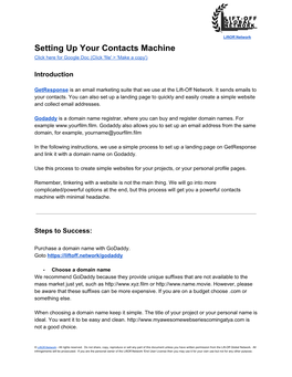 Setting up Your Contacts Machine Click Here for Google Doc (Click 'File' > 'Make a Copy')