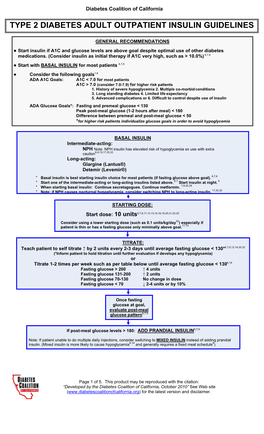 Type 2 Diabetes Adult Outpatient Insulin Guidelines