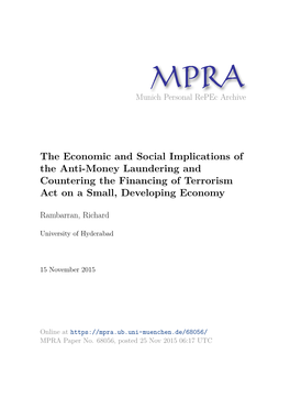 The Economic and Social Implications of the Anti-Money Laundering and Countering the Financing of Terrorism Act on a Small, Developing Economy