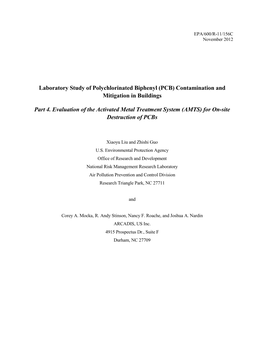 Laboratory Study of Polychlorinated Biphenyl (PCB) Contamination and Mitigation in Buildings Part 4. Evaluation of the Activate