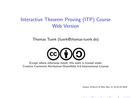 Interactive Theorem Proving (ITP) Course Web Version