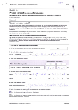 Proces-Verbaal Van Een Stembureau 1 / 65