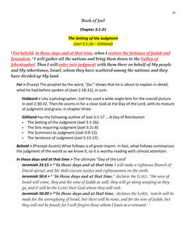 Book of Joel Chapter 3:1-21 the Setting of the Judgment (Joel 3:1