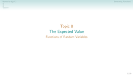 Functions of Random Variables