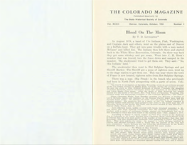 COLORADO MAGAZINE Published Quarterly by the State H Istor Ical Society of Colorado