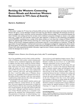 Revising the Western: Connecting Genre Rituals and American