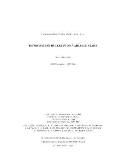 Information Bulletin on Variable Stars