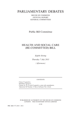 Parliamentary Debates House of Commons Official Report General Committees